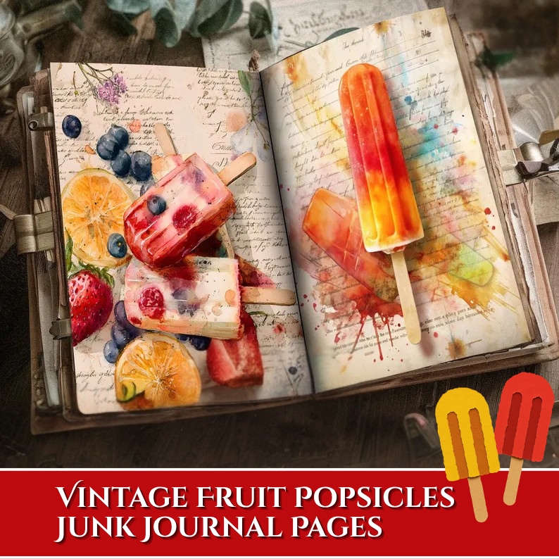 Vintage Fruit Popsicles Junk Journal Pages