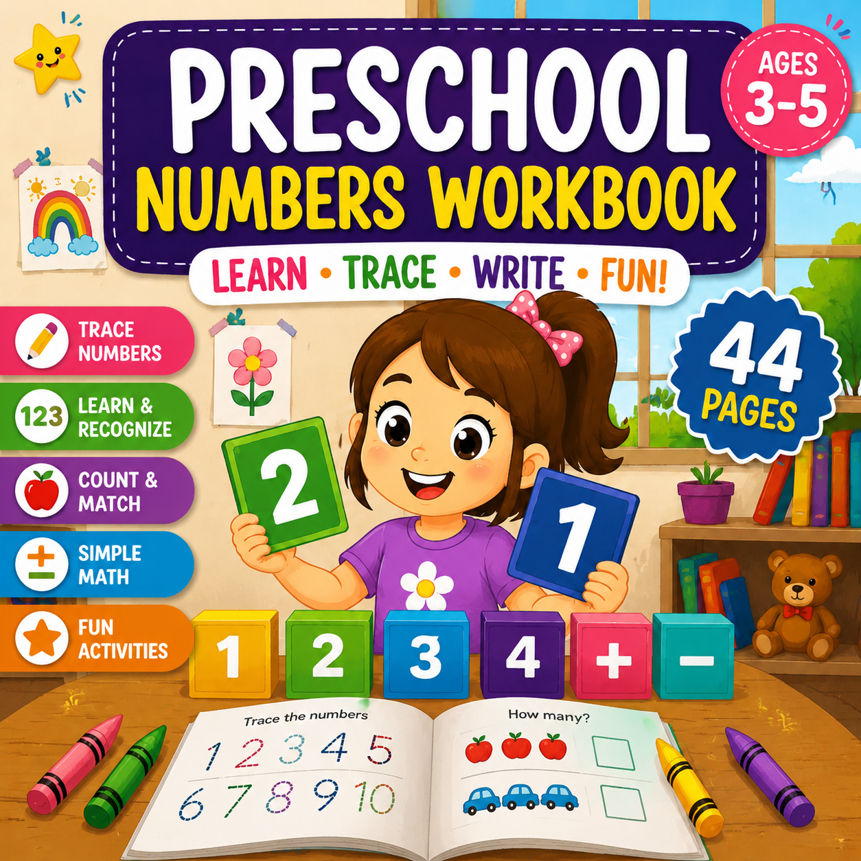 Preschool Numbers Workbook for Kids | Trace, Write & Learn Numbers